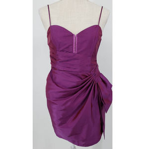 Y2K Alexia Admor Taffeta Mini Dress S Iridescent Fitted Sheath Bow Sash Purple